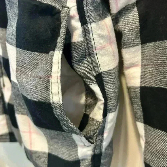 💗🖤”Boston Traders” Flannel Fleece Lined Hooded Shacket Pink/Black/White Sz S🖤 - Picture 6 of 16